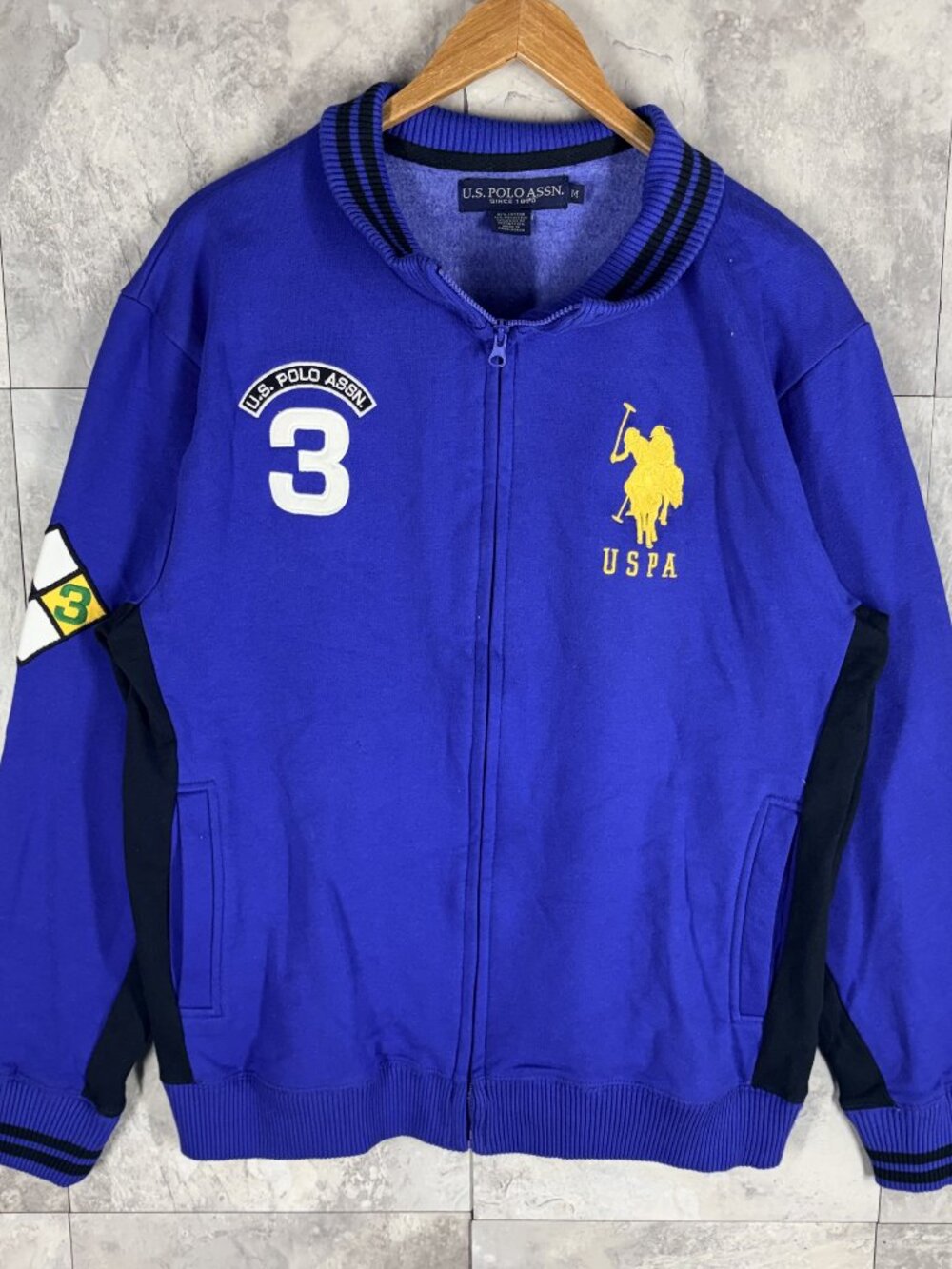 Vintage U.S. Polo Assn Track Jacket Mens M Blue Black Number 3